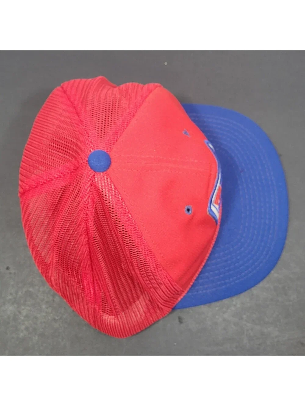 Vtg Carquest Hat Snapback Cap NFL Red/Blue 80's Auto Parts Stores w/Red Rope
